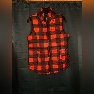 Plaid puffer vest